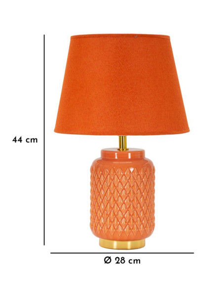 Lampe à poser moderne Hauteur 44 cm en Céramique Tissu Orange Métal Doré Square 