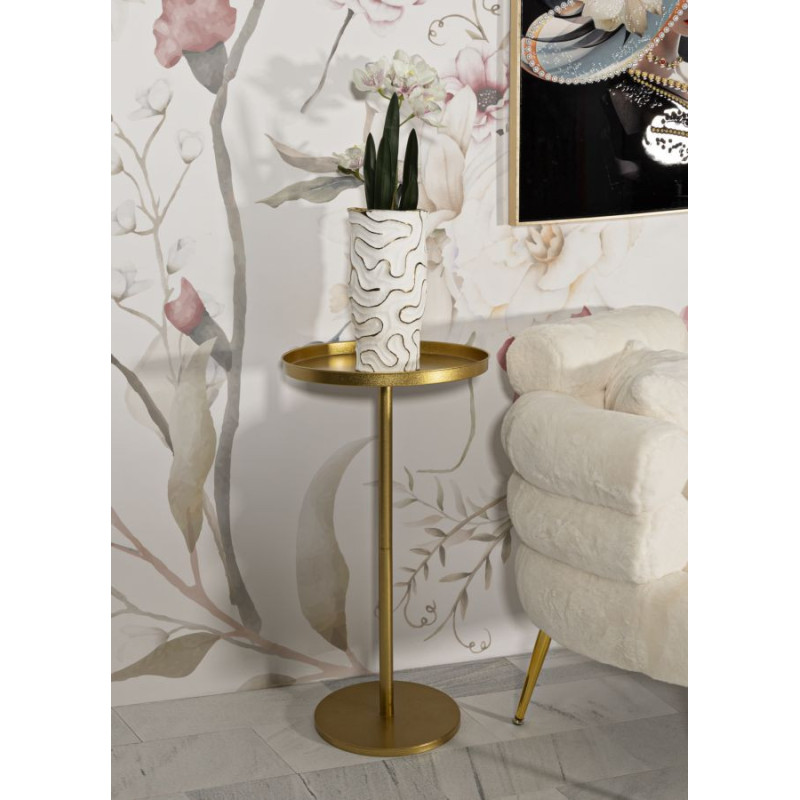 Sellette haute moderne Ronde Hauteur 100 cm en Métal Doré Doha 