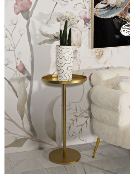 Sellette haute moderne Ronde Hauteur 100 cm en Métal Doré Doha 