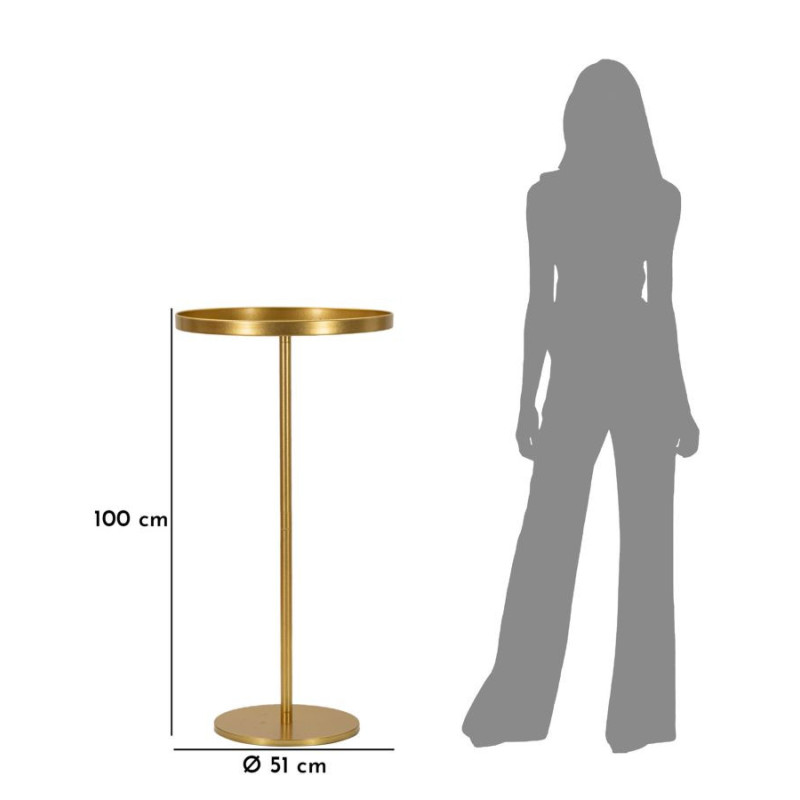 Sellette haute moderne Ronde Hauteur 100 cm en Métal Doré Doha 