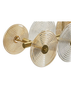 Grande Suspension moderne chic 7 lampes 116 cm en Verre Semi-transparent Ambré Métal Doré Venice 
