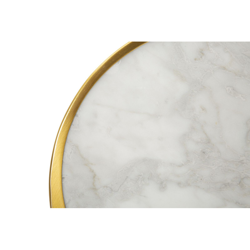 Applique murale moderne ronde 24 cm en Marbre Blanc Métal Doré Marble 