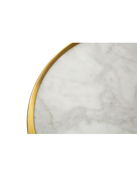Applique murale moderne ronde 24 cm en Marbre Blanc Métal Doré Marble 