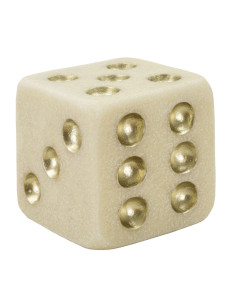 Objet déco moderne Dé 12 cm en Résine Blanc Effet quartz Doré Dado 