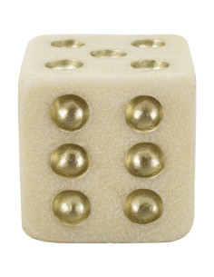Objet déco moderne Dé 12 cm en Résine Blanc Effet quartz Doré Dado 
