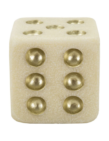 Objet déco moderne Dé 12 cm en Résine Blanc Effet quartz Doré Dado 