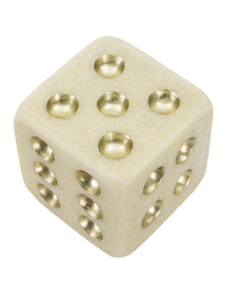 Objet déco moderne Dé 12 cm en Résine Blanc Effet quartz Doré Dado 