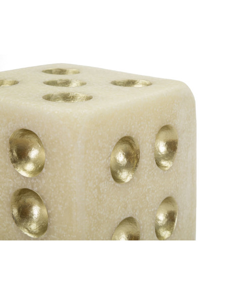 Objet déco moderne Dé 12 cm en Résine Blanc Effet quartz Doré Dado 