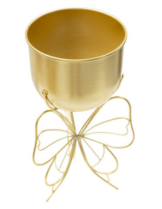 Cache-pot sur pied moderne Papillon Rond Hauteur 40 cm en Métal Doré Farfy 