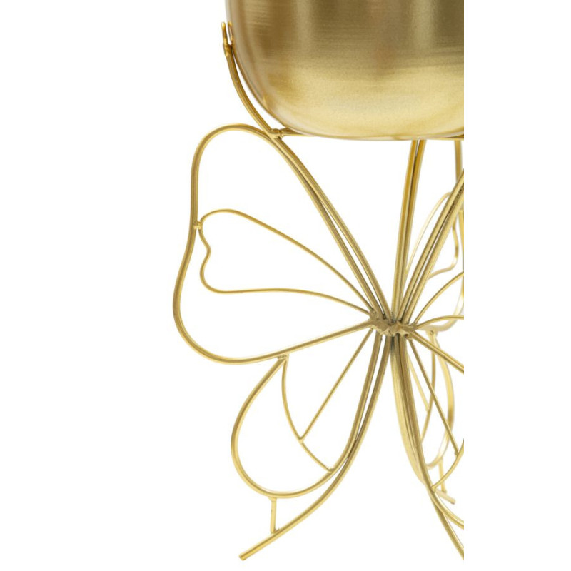 Cache-pot sur pied moderne Papillon Rond Hauteur 40 cm en Métal Doré Farfy 