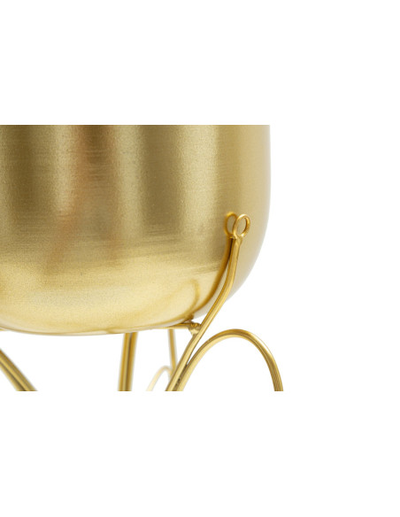 Cache-pot sur pied moderne Papillon Rond Hauteur 40 cm en Métal Doré Farfy 