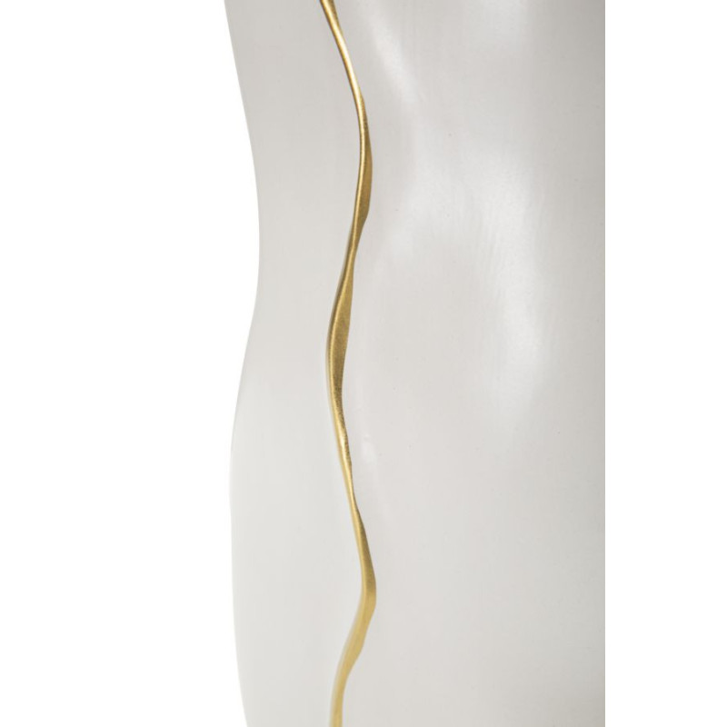 Grand Vase original moderne Plat Hauteur 50 cm en Céramique Blanc Doré Uma 