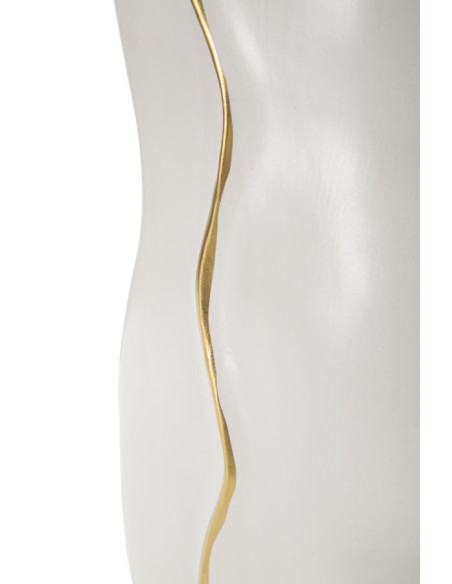 Grand Vase original moderne Plat Hauteur 50 cm en Céramique Blanc Doré Uma 