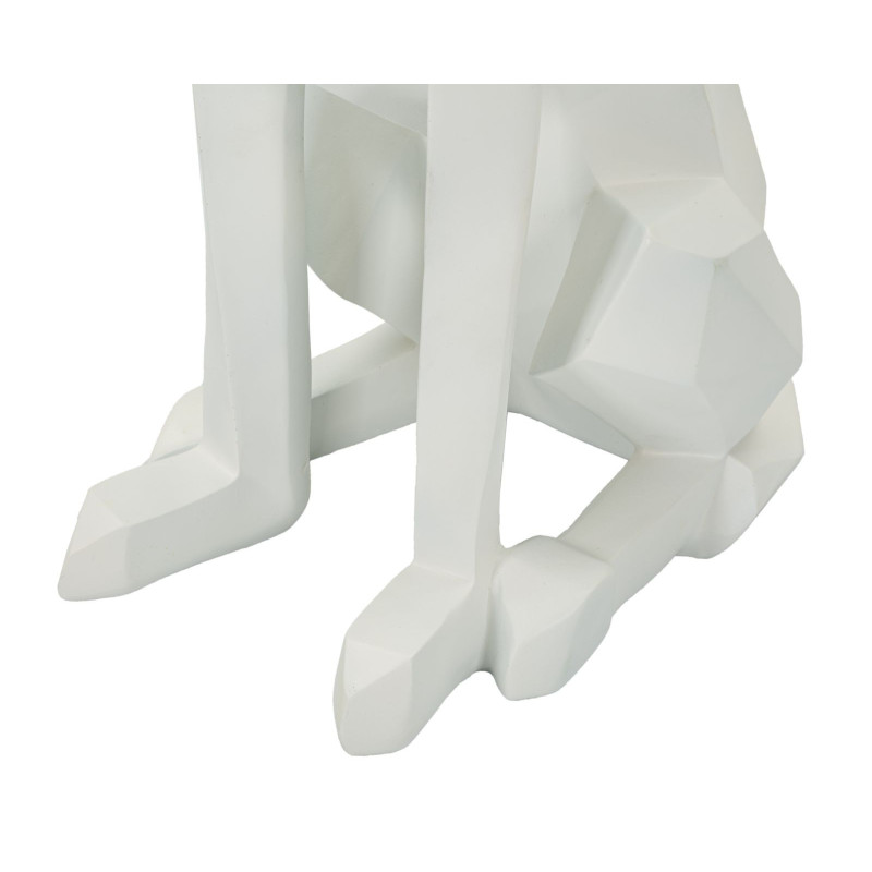 Statue déco moderne Dobermann avec plateau Hauteur 74 cm en Résine Métal Blanc Doré Ory 