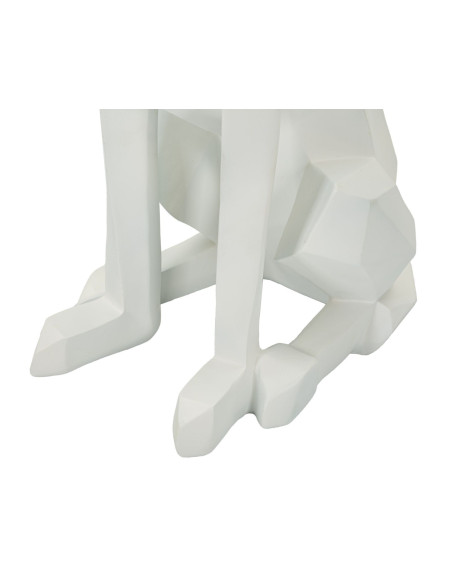 Statue déco moderne Dobermann avec plateau Hauteur 74 cm en Résine Métal Blanc Doré Ory 