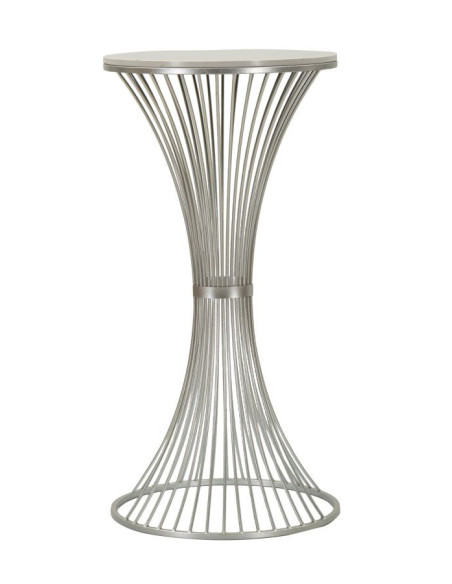 Sellette haute moderne Ronde Hauteur 100 cm en Marbre Blanc Métal Argenté Funnel 