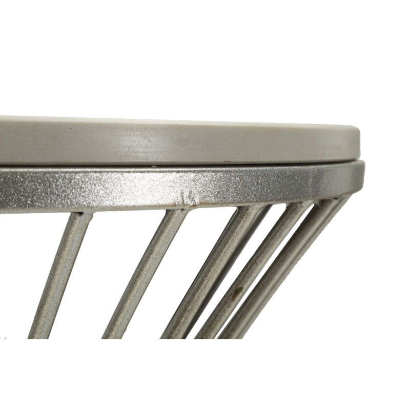 Sellette haute moderne Ronde Hauteur 100 cm en Marbre Blanc Métal Argenté Funnel 