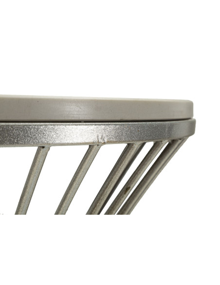 Sellette haute moderne Ronde Hauteur 100 cm en Marbre Blanc Métal Argenté Funnel 