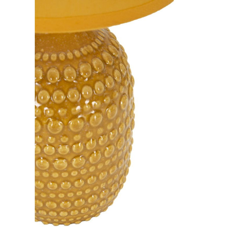Lampe à poser moderne Hauteur 30 cm en Céramique Tissu Jaune ocre Métal Argenté Points 