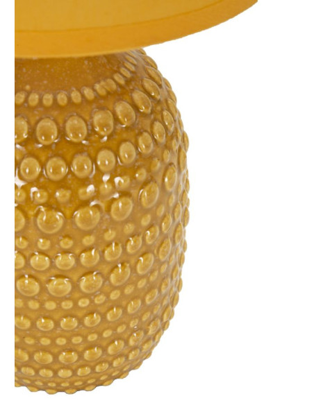 Lampe à poser moderne Hauteur 30 cm en Céramique Tissu Jaune ocre Métal Argenté Points 