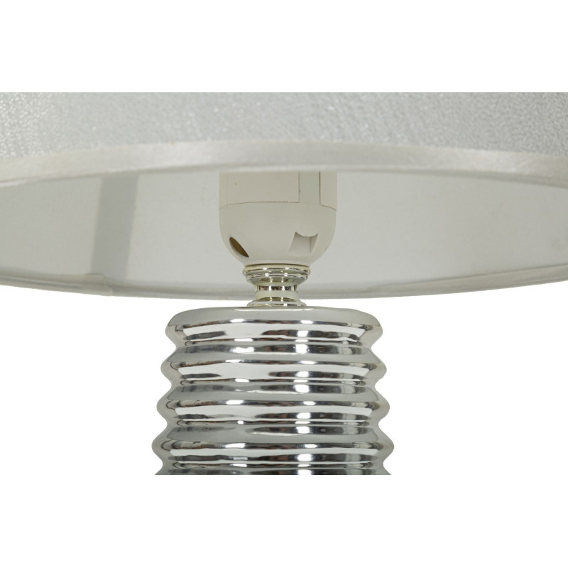Lampe à poser moderne chic Hauteur 41 cm en Céramique Tissu Blanc Argenté Candela 