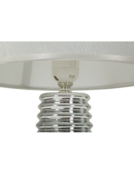 Lampe à poser moderne chic Hauteur 41 cm en Céramique Tissu Blanc Argenté Candela 
