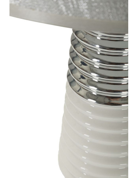 Lampe à poser moderne chic Hauteur 41 cm en Céramique Tissu Blanc Argenté Candela 