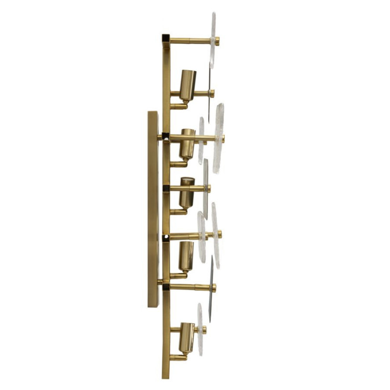 Grande Applique murale moderne chic 5 lampes Hauteur 76 cm en Verre Semi-transparent Métal Doré Glassy 