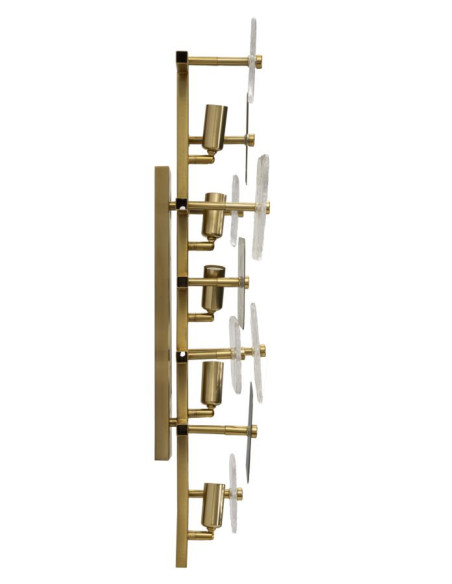 Grande Applique murale moderne chic 5 lampes Hauteur 76 cm en Verre Semi-transparent Métal Doré Glassy 
