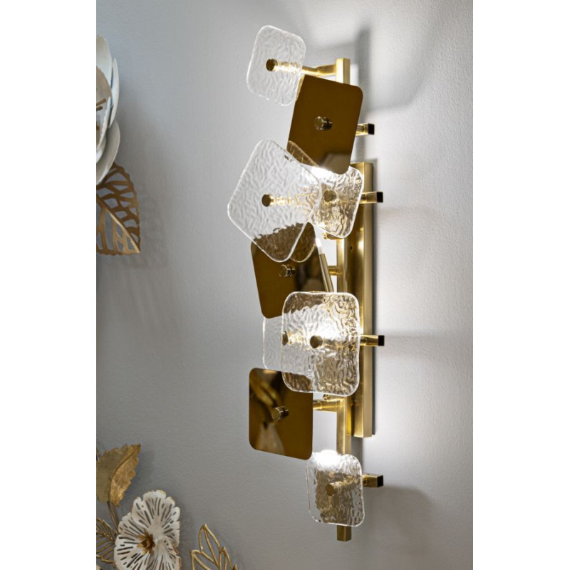 Grande Applique murale moderne chic 5 lampes Hauteur 76 cm en Verre Semi-transparent Métal Doré Glassy 