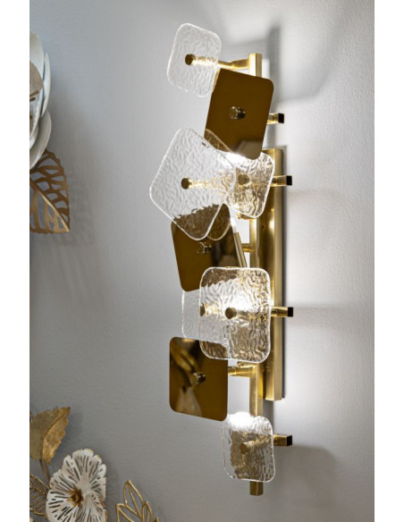 Grande Applique murale moderne chic 5 lampes Hauteur 76 cm en Verre Semi-transparent Métal Doré Glassy 