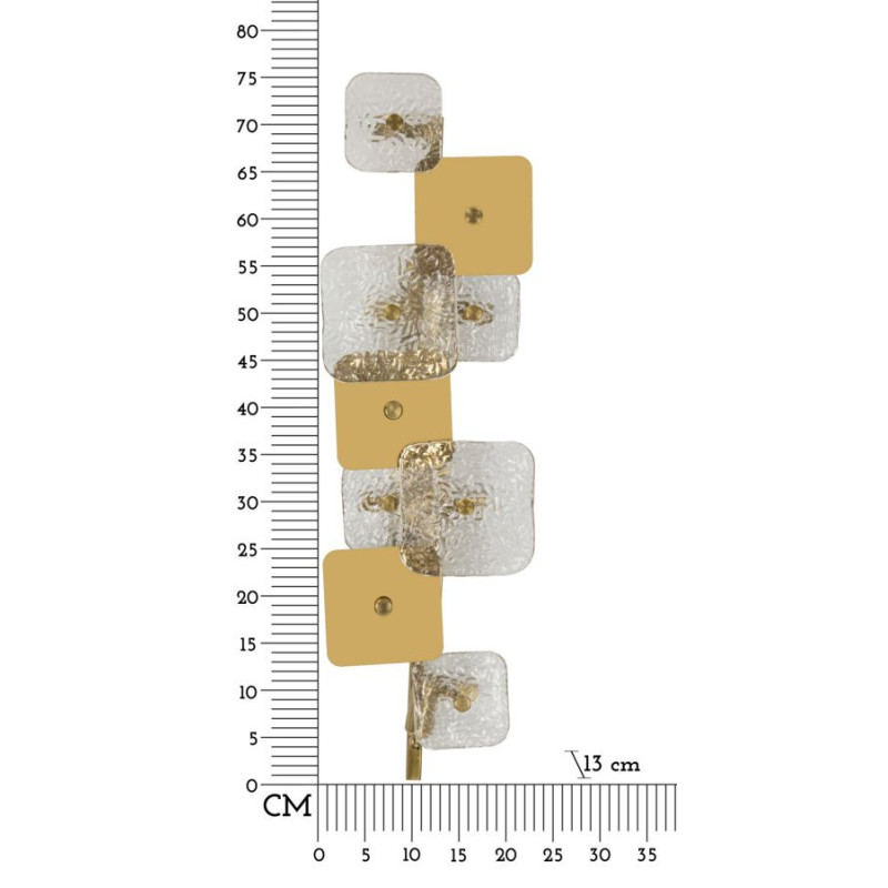 Grande Applique murale moderne chic 5 lampes Hauteur 76 cm en Verre Semi-transparent Métal Doré Glassy 