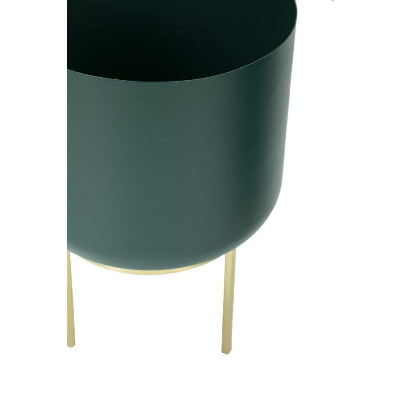 Cache-pot sur pied moderne chic Rond en Métal Vert Doré Grent (Lot de 2) 