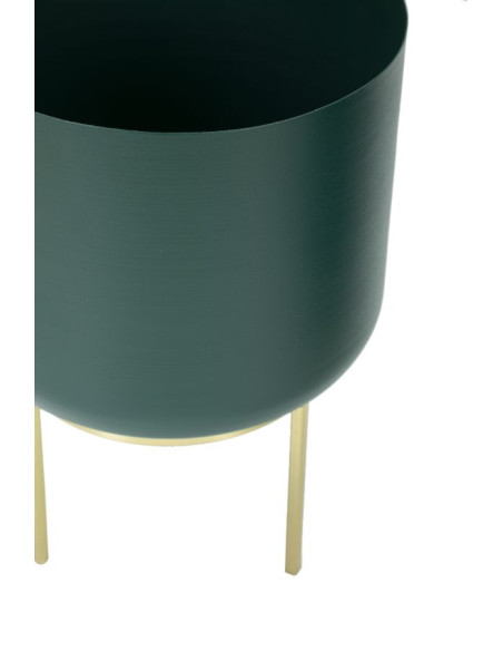 Cache-pot sur pied moderne chic Rond en Métal Vert Doré Grent (Lot de 2) 