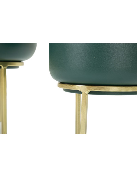 Cache-pot sur pied moderne chic Rond en Métal Vert Doré Grent (Lot de 2) 