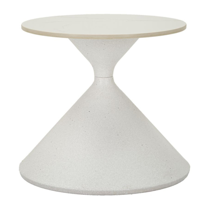 Petite Table basse minimaliste Ronde en Métal Céramique Blanc White 