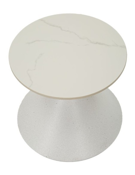 Petite Table basse minimaliste Ronde en Métal Céramique Blanc White 