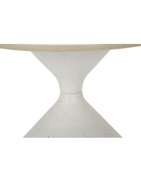 Petite Table basse minimaliste Ronde en Métal Céramique Blanc White 