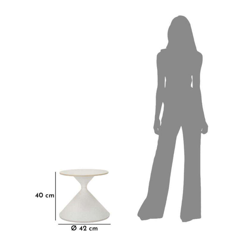 Petite Table basse minimaliste Ronde en Métal Céramique Blanc White 