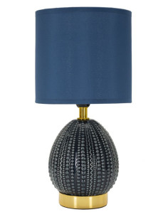 Lampe à poser moderne Hauteur 30 cm en Céramique Tissu Bleu Métal Doré Flavi Mauro Ferretti - 1