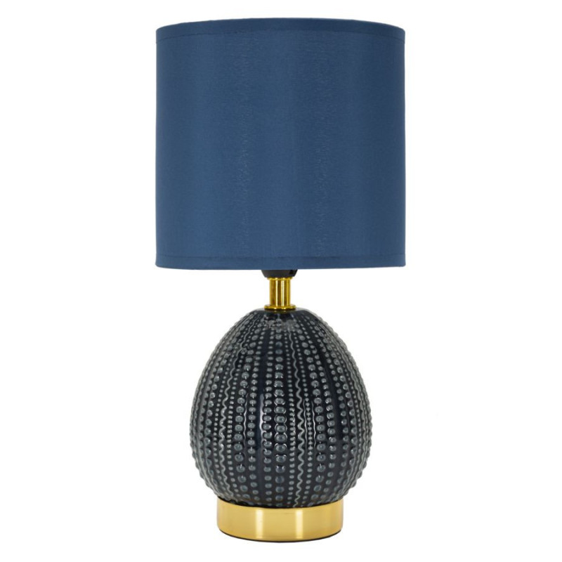 Lampe à poser moderne Hauteur 30 cm en Céramique Tissu Bleu Métal Doré Flavi Mauro Ferretti - 1