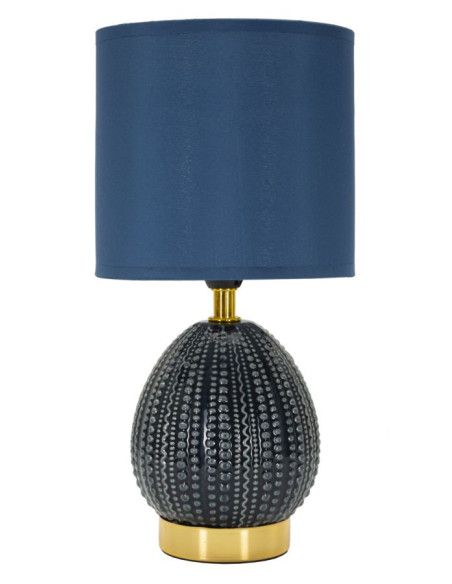 Lampe à poser moderne Hauteur 30 cm en Céramique Tissu Bleu Métal Doré Flavi Mauro Ferretti - 1