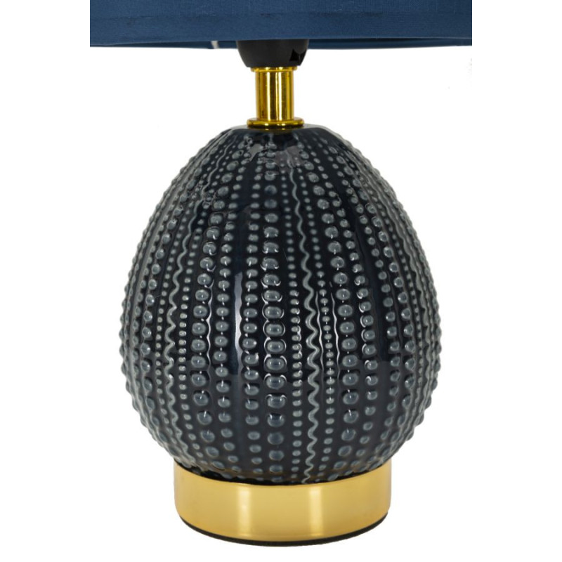 Lampe à poser moderne Hauteur 30 cm en Céramique Tissu Bleu Métal Doré Flavi Mauro Ferretti - 2
