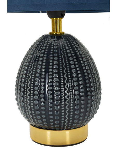 Lampe à poser moderne Hauteur 30 cm en Céramique Tissu Bleu Métal Doré Flavi Mauro Ferretti - 2