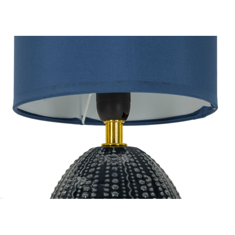 Lampe à poser moderne Hauteur 30 cm en Céramique Tissu Bleu Métal Doré Flavi Mauro Ferretti - 3