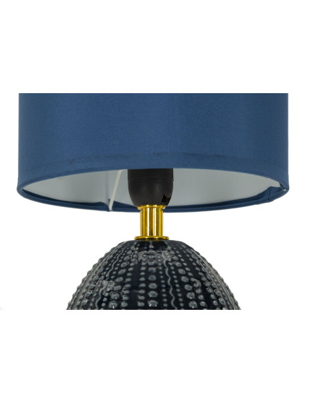 Lampe à poser moderne Hauteur 30 cm en Céramique Tissu Bleu Métal Doré Flavi Mauro Ferretti - 3
