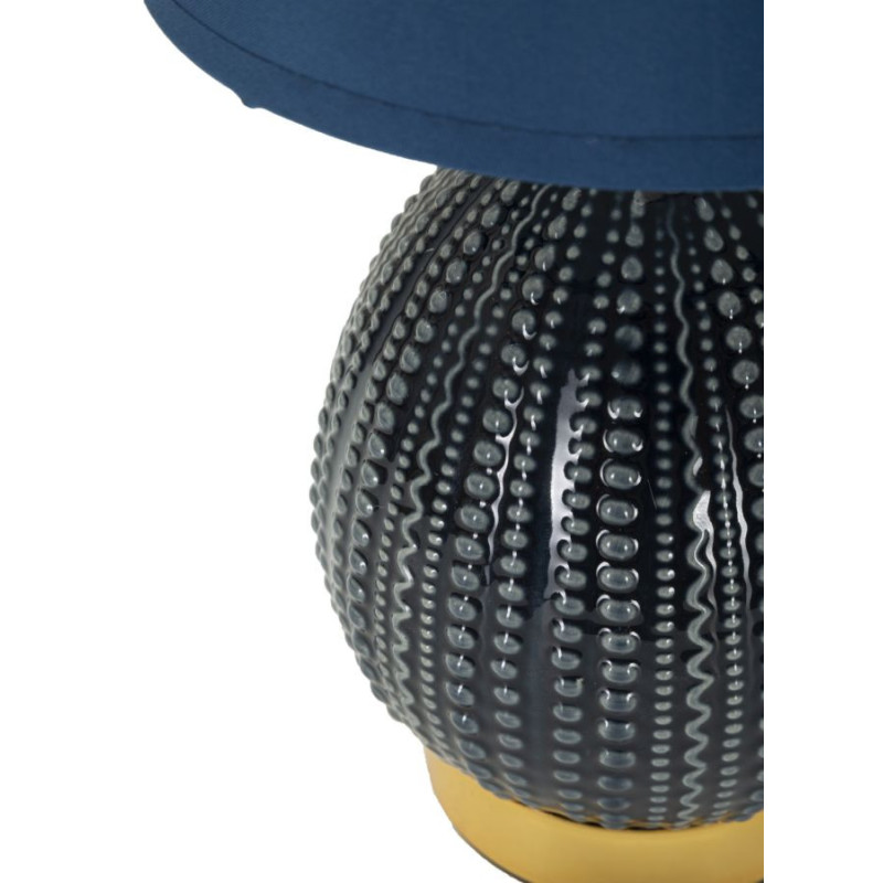 Lampe à poser moderne Hauteur 30 cm en Céramique Tissu Bleu Métal Doré Flavi Mauro Ferretti - 4