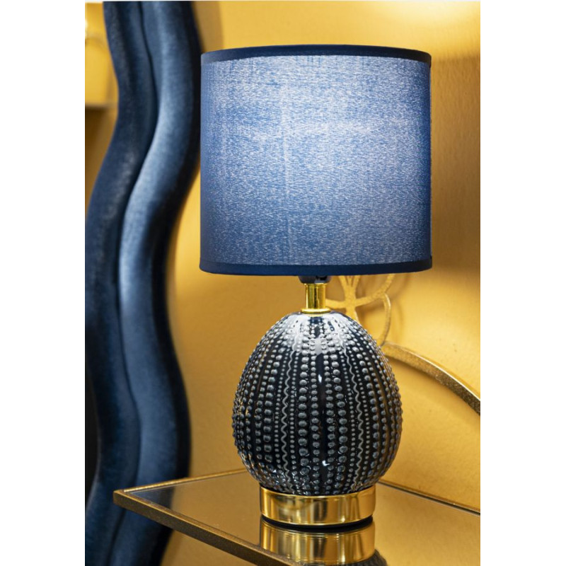 Lampe à poser moderne Hauteur 30 cm en Céramique Tissu Bleu Métal Doré Flavi Mauro Ferretti - 5