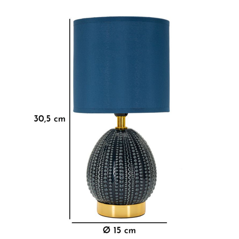 Lampe à poser moderne Hauteur 30 cm en Céramique Tissu Bleu Métal Doré Flavi Mauro Ferretti - 6