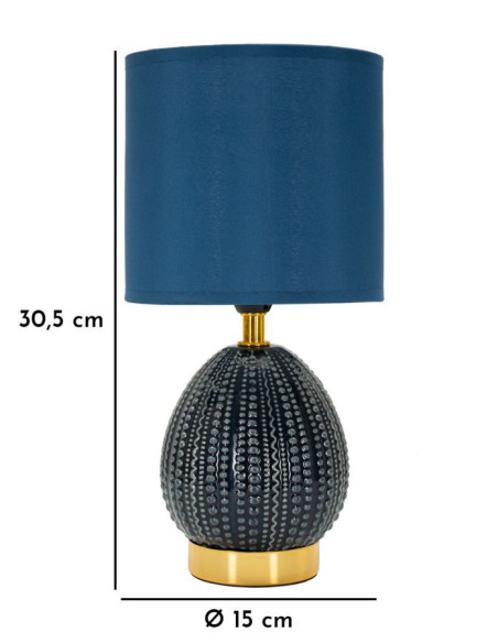 Lampe à poser moderne Hauteur 30 cm en Céramique Tissu Bleu Métal Doré Flavi Mauro Ferretti - 6